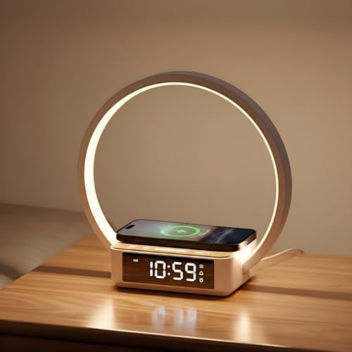WILIT touch bedside lamp with alarm clock and wireless charger