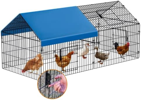 INJOPEXI walk-in metal chicken run for the yard