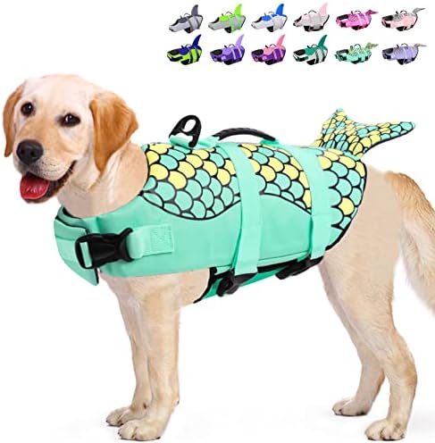 KOESON shark dog life jacket with rescue handle