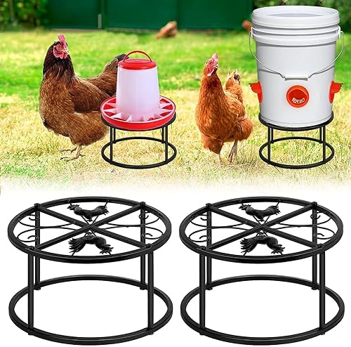 Metal stands for chicken feeders and waterers, 2-pack