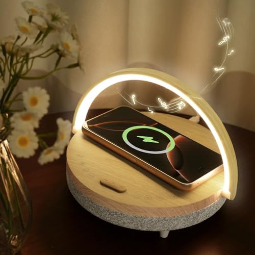 Bedside LED night light with wireless charger
