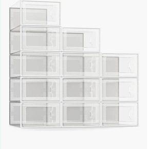 SEE SPRING clear stackable shoe storage boxes, 12-pack