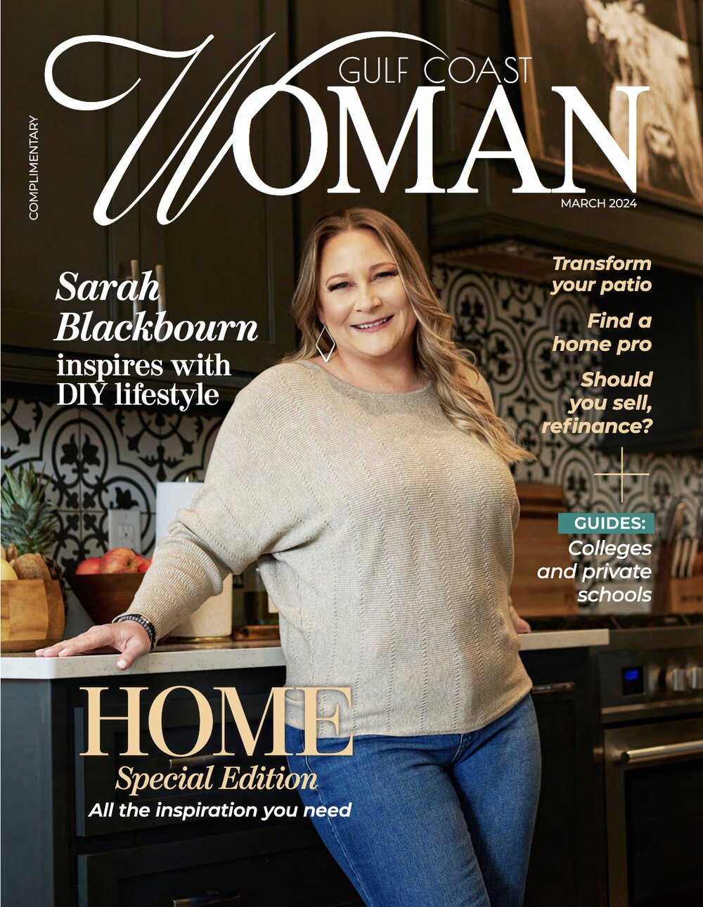 Sarah Blackbourn on the cover of Gulf Coast Woman Magazine, March 2024